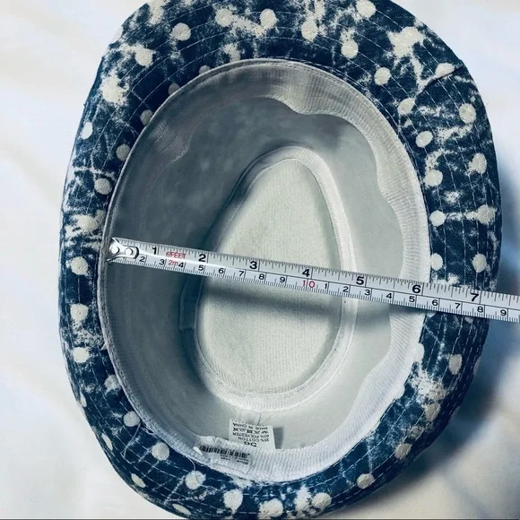 Large size 58 cm Mens/Ladies Fedora Hat Blue Dots - Picture 7 of 7